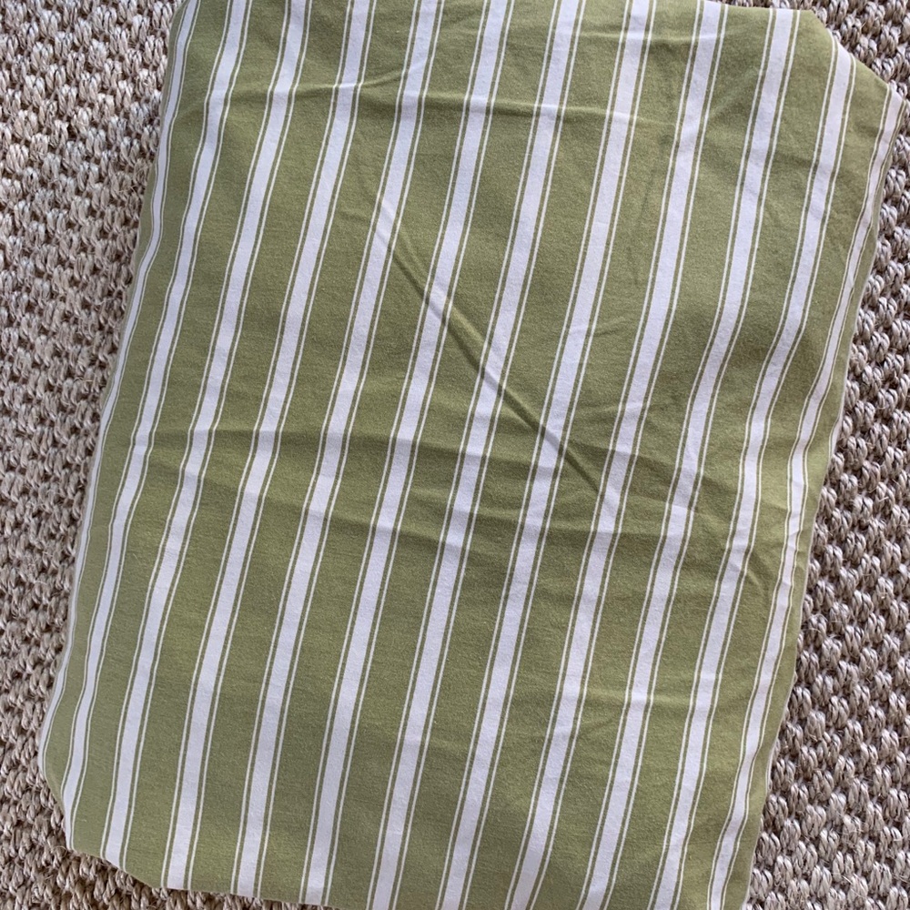 The Company Store Green Stripe Queen Fitted Sheet